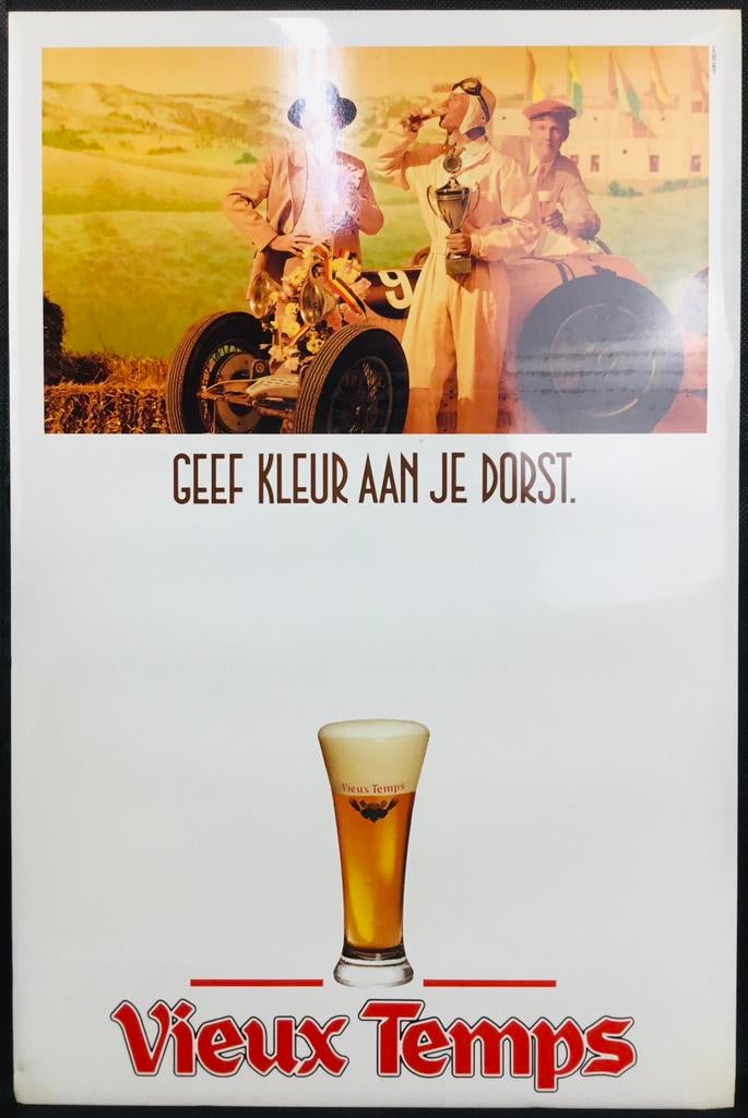 Vieux Temps Vintage kartonnen bier reclame bord, Ophalen of Verzenden, Zo goed als nieuw, Reclamebord