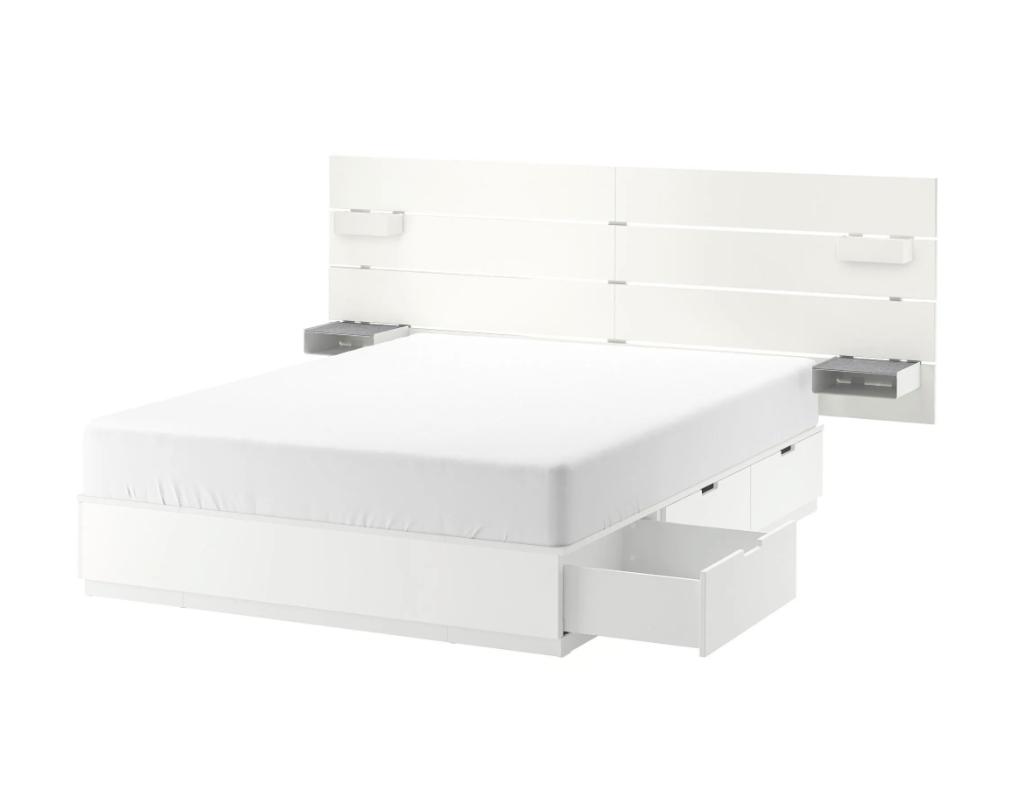 bed, Huis en Inrichting, Slaapkamer | Bedden, Ophalen, Wit, Tweepersoons, Zo goed als nieuw