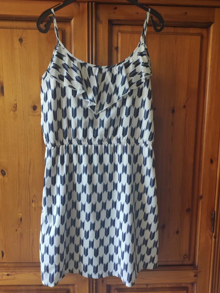 Wit blauw zomerkleedje, Bel & Bo, maat 42, Kleding | Dames, Jurken, Ophalen, Blauw, Zo goed als nieuw, Knielengte