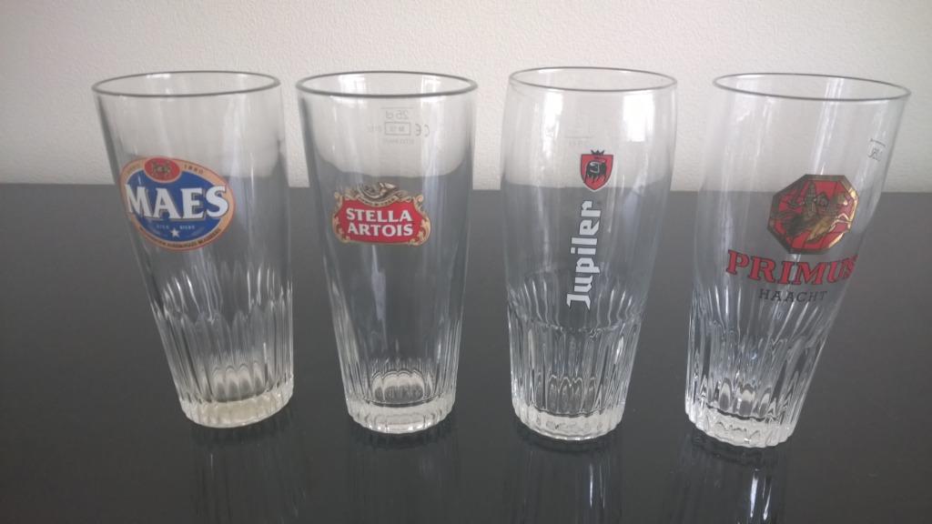 4  verschillende  merken van bierglazen voor een fris pintje, Ophalen of Verzenden, Nieuw, Glas of Glazen, Jupiler