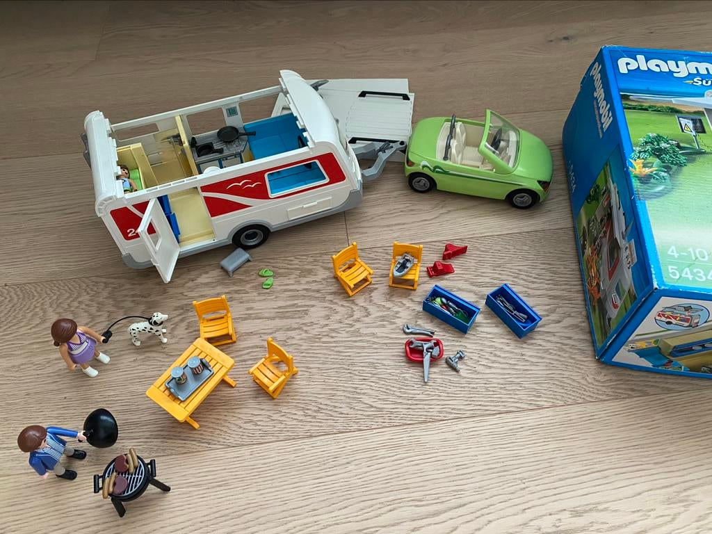 Playmobil caravan en auto, Ophalen, Gebruikt