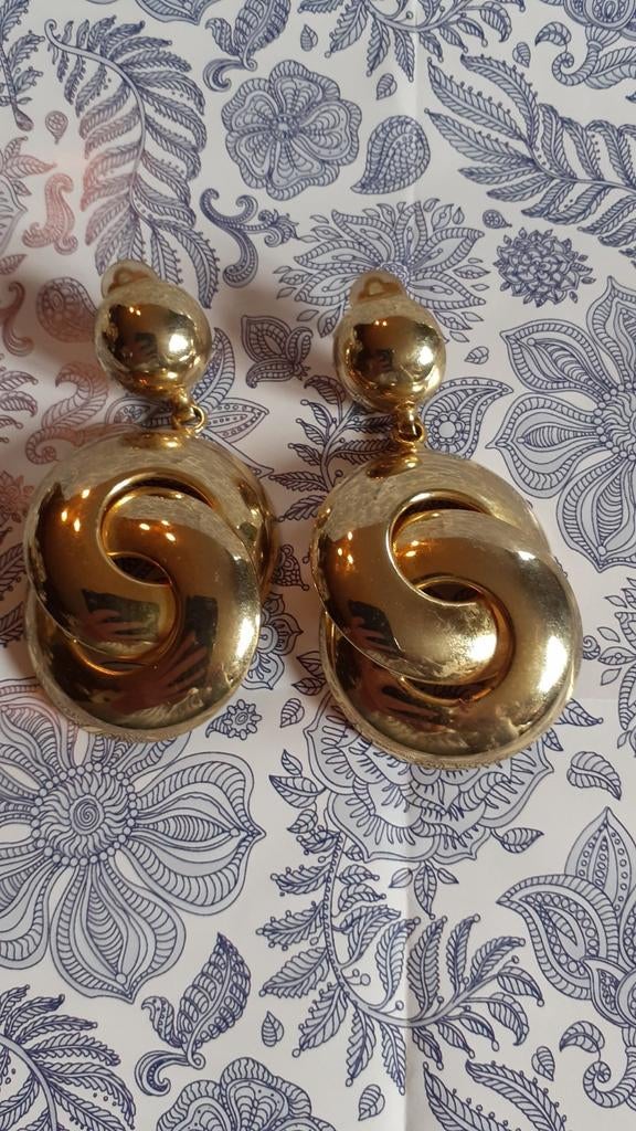 Paire de boucles d'oreilles double cercle entrelacé, Enlèvement ou Envoi, Utilisé
