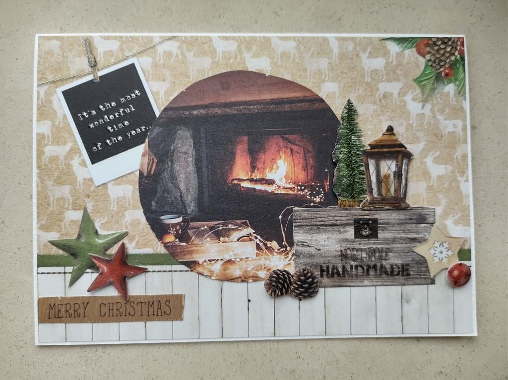Zelfgemaakte kerstkaart met omslag, Enlèvement ou Envoi, Neuf, Noël