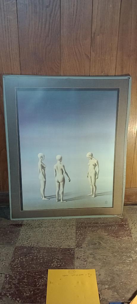 Tableau surréaliste vintage 1974 - Impression PTA, n427, Enlèvement, Paysage