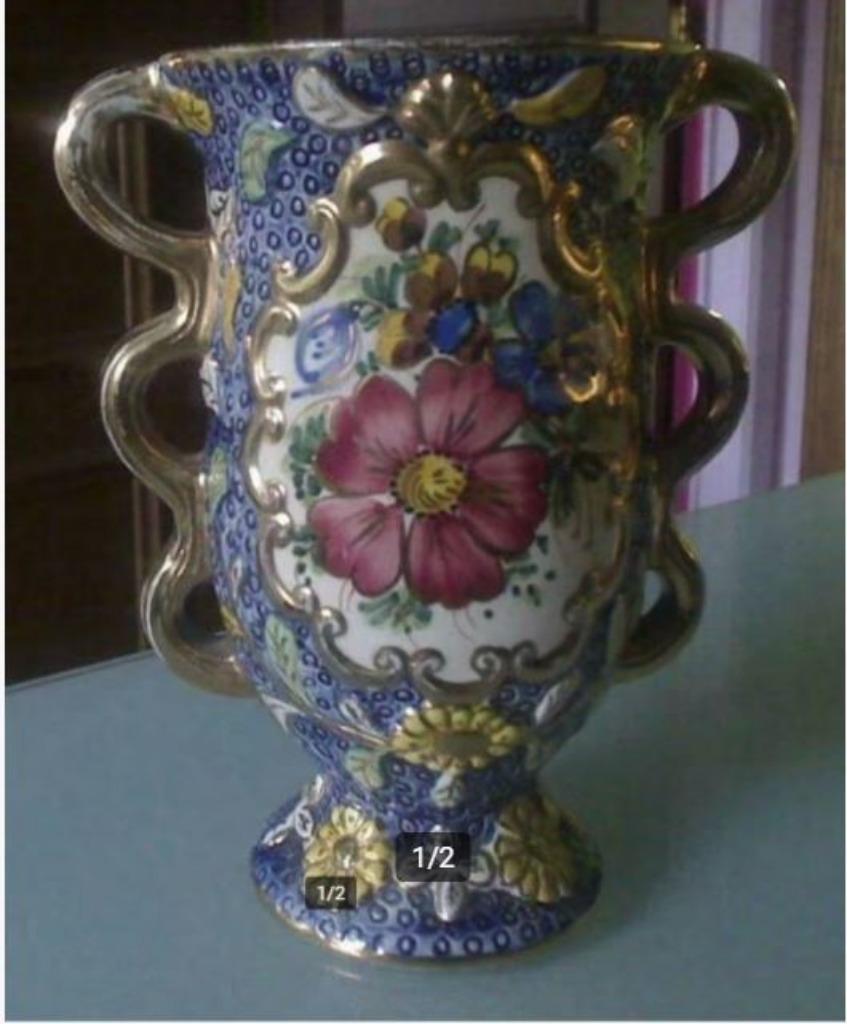 Ancien vase faïenceries de Jemappes, marqué FJ 18687, Antiquités & Art, Enlèvement ou Envoi