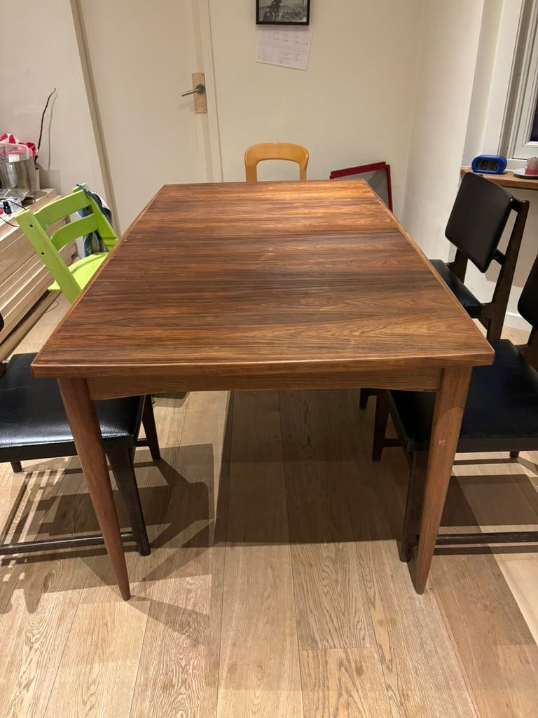 Vintage uitschuifbare tafel. Deens, Huis en Inrichting, Tafels | Eettafels, Ophalen, Gebruikt, 200 cm of meer, 50 tot 100 cm