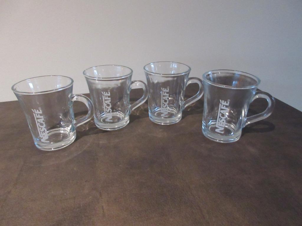 4 glazen NESCAFE tas in glas koffiemok mug, Ophalen