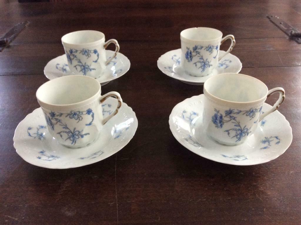 Royal Limoges France, 4 tassen en ondertassen, met stempel, Antiquités & Art, Enlèvement