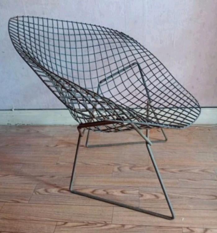 Fauteuil vintage diamond chair bertoia knoll 60s, Ophalen, Metaal