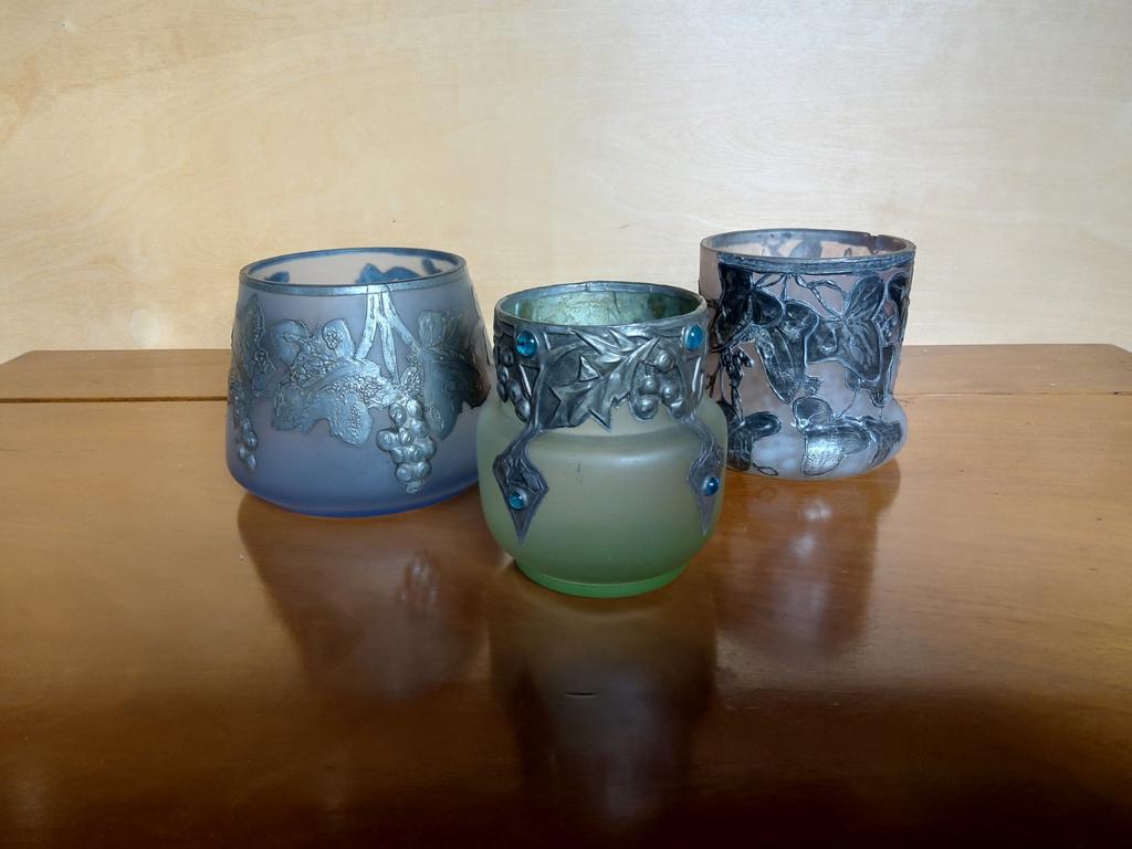 Set van 3 Art Nouveau vazen (1910-20), Antiek en Kunst, Antiek | Glaswerk en Kristal, Ophalen of Verzenden