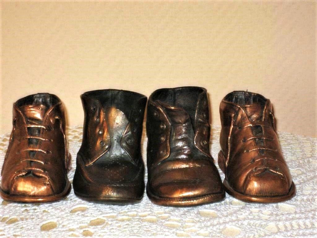 Vintage Italiaans 2 paar bronzen decoratieve schoentjes, Antiek en Kunst, Ophalen of Verzenden