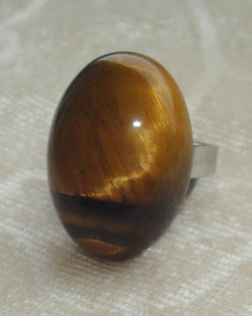 Verstelbare RVS ring met tijgeroog, Handtassen en Accessoires, Ringen, Bruin, Verzenden, Nieuw, Met edelsteen