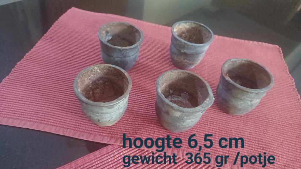 Cachpotje of theelichtje, Ophalen, Overige materialen, Gebruikt, Grijs