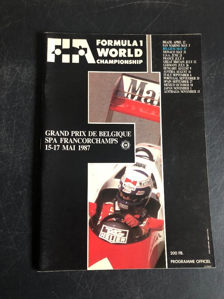 programme GP Belgique Spa Francorchamps 1987 McLaren, Enlèvement ou Envoi