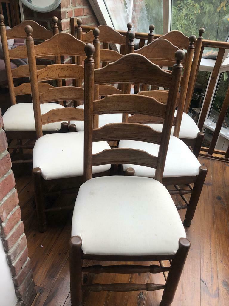 6 chaises en chêne massif hauteur 110 cm, Maison & Meubles, Chaises, Utilisé