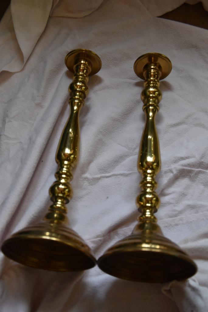 deux vieux chandeliers en cuivre, Enlèvement ou Envoi, Cuivre ou Bronze