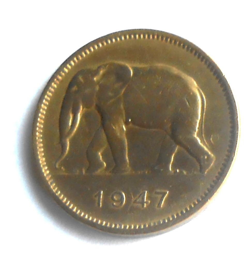 2 francs 1947 Congo Belge, Enlèvement ou Envoi, Belgique, Monnaie en vrac