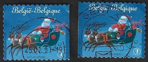 2 Postzegels België 2010 Stemmige Kerst (I) Kerst Slee, Oblitéré, Enlèvement ou Envoi, Affranchi, Noël