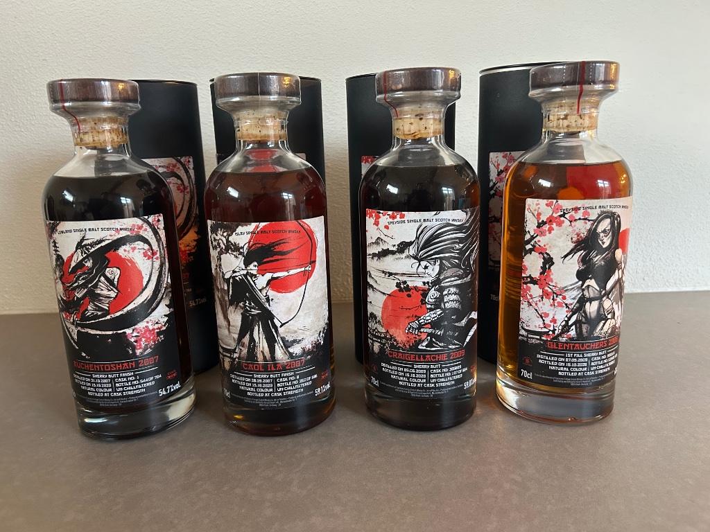 Signatory Vintage Samurai Labels 4 x 70cl / Kirsch Whisky, Ophalen