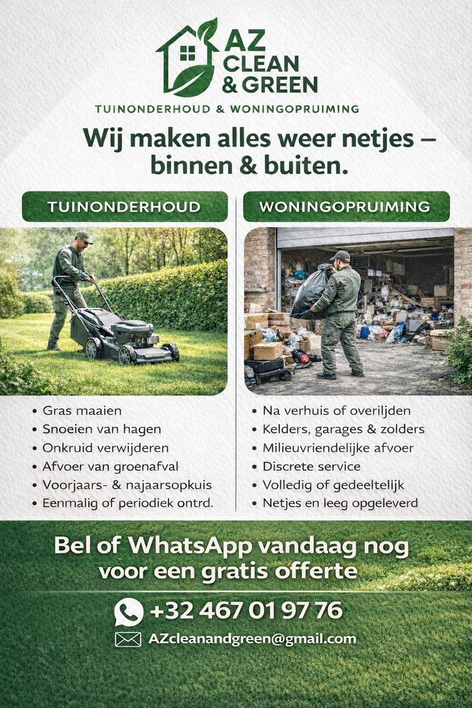 Tuinman & opruimingsdienst huis , inboedel, Services & Professionnels, Entrepreneurs