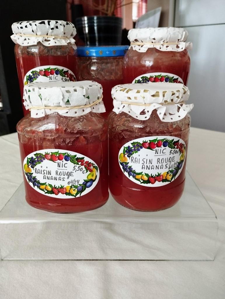 Confiture MAISON ARTISANALE aux RAISINS ROUGES/ANANAS, Enlèvement
