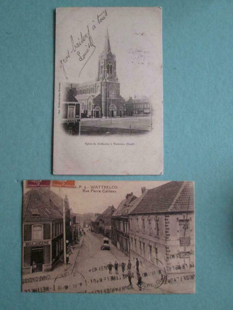 2 oude postkaarten van Wattrelos, Envoi