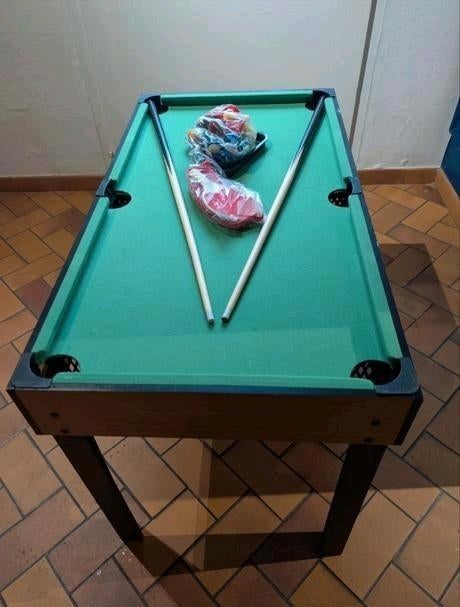 5-in-1 speeltafel Biljart Babyfoot Air-Hockey Bowling Tenn, Ophalen, Gebruikt