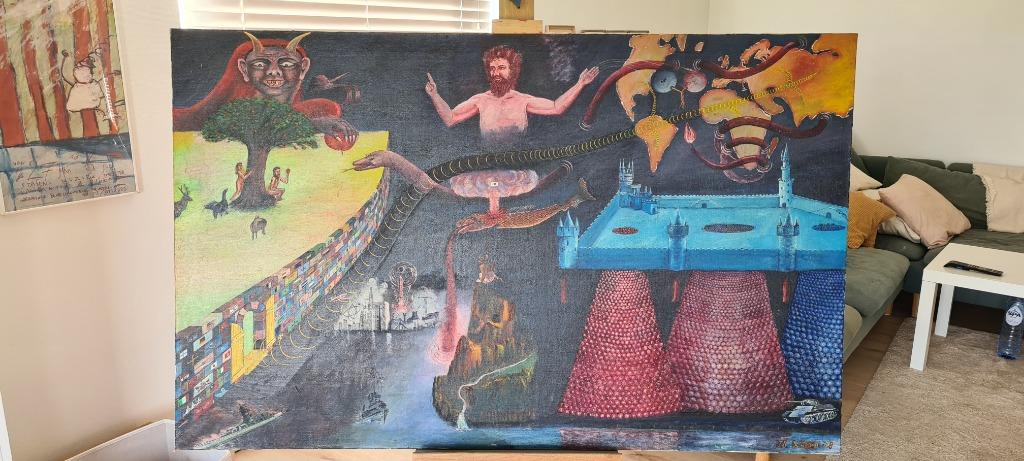 surrealistisch schilderij, Antiek en Kunst, Kunst | Schilderijen | Modern, Ophalen