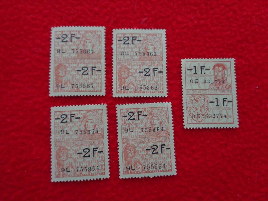 5 Timbres fiscaux neuf, Timbres & Monnaies, Timbres | Europe | Belgique, Envoi, Non oblitéré, Neuf