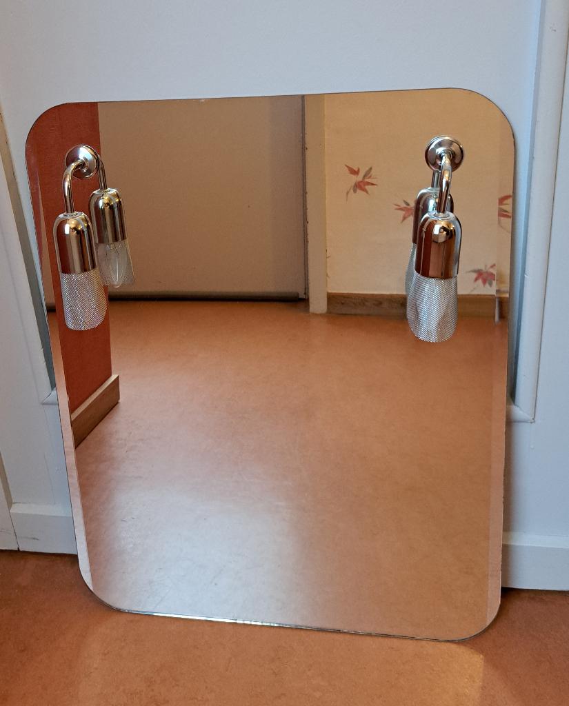 Miroir salle de bains avec 2 spots + tablette en verre, Enlèvement, Comme neuf