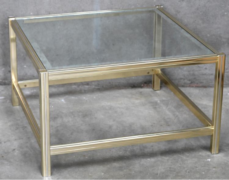 Salontafel in glas en messing, Ophalen, Zo goed als nieuw, Glas