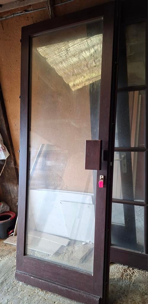 Buitendeur met dubbel glas., Doe-het-zelf en Bouw, Deuren en Vliegenramen, Ophalen, Gebruikt, 80 tot 100 cm, 215 cm of meer