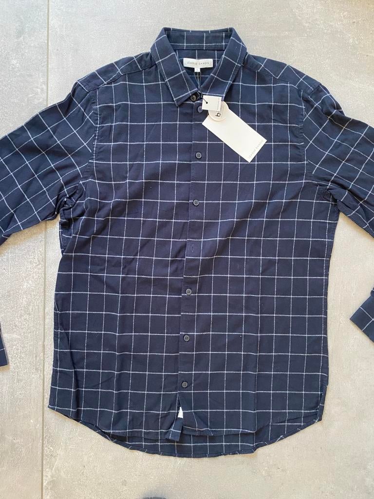 League Danois - Blauw hemd ruiten. Maat L. Nieuw, Neuf, Tour de cou 41/42 (L), League danois, Enlèvement ou Envoi