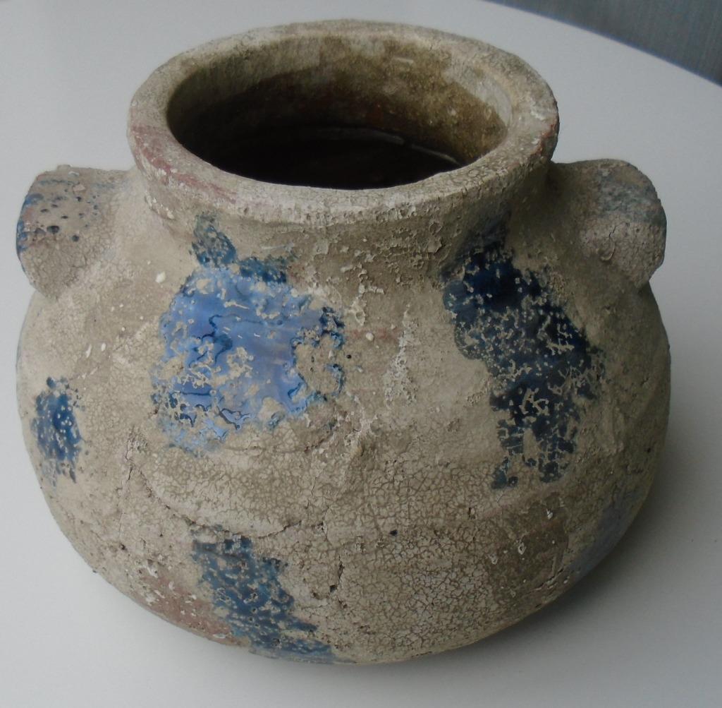 KRUIK, POT, VAAS, KAN DECO STEEN BLAUW 17 CM DIA 24 CM Nieuw, Steen, Rond, Ophalen of Verzenden, Binnen