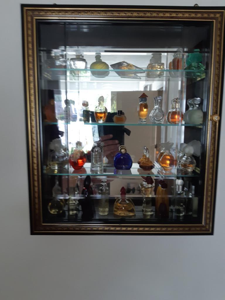 ARMOIRE SUSPENDUE DÉCORATIVE AVEC BOUTEILLES DE PARFUM, Enlèvement, Comme neuf