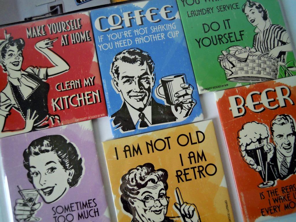 6 Retro magneten, Verzenden, Huis en Inrichting