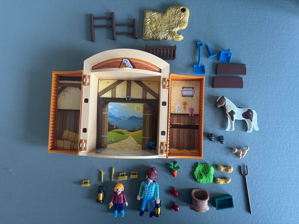 Playmobil Play Box Pony stal - 5660, Ophalen of Verzenden, Zo goed als nieuw, Complete set