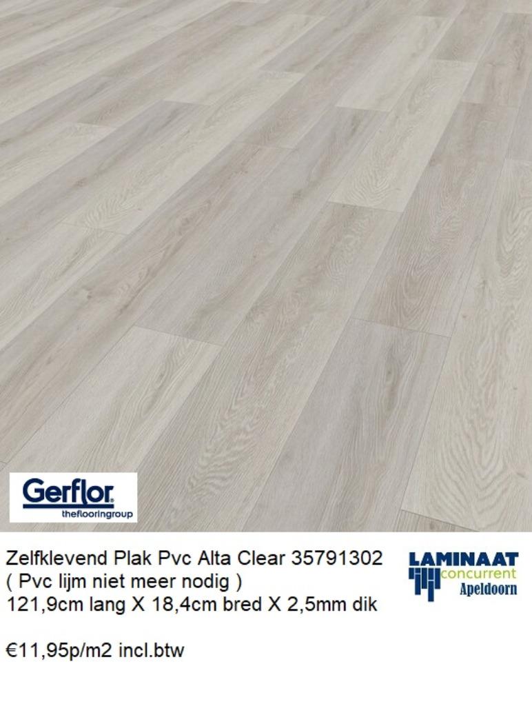 Zelfklevend Plak Pvc Alta Clear 2,5mm dik €11,95m2 incl.btw, Huis en Inrichting, Stoffering | Vloerbedekking, 75 m² of meer, Grijs