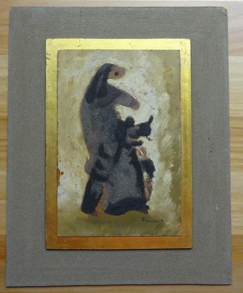Suzanne Thienpont, materieschilderij, Figuur,  24 x 16 cm, Antiquités & Art, Art | Peinture | Moderne, Enlèvement ou Envoi, Signé