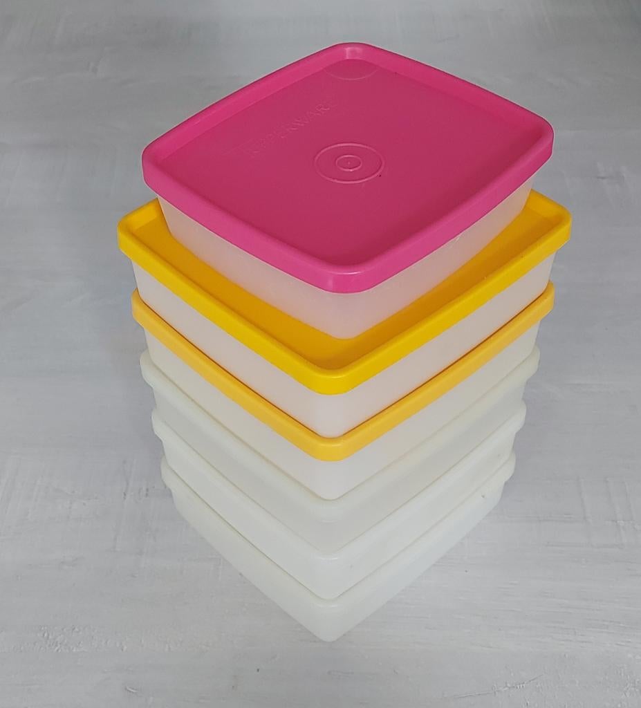 6 Tupperware carrés avec couvercles, Enlèvement, Utilisé, Récipient ou Bol