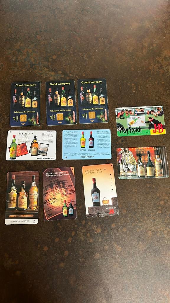 Set van 10 J&B whiskytelefoonkaarten, Verzamelen, Ophalen of Verzenden