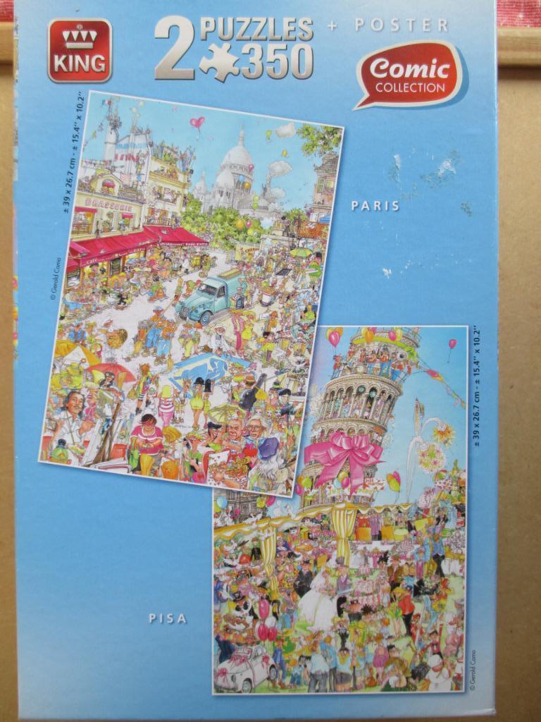 puzzel king comic 2 in 1 pisa & parijs, Hobby en Vrije tijd, Ophalen of Verzenden, 500 t/m 1500 stukjes, Zo goed als nieuw, Legpuzzel