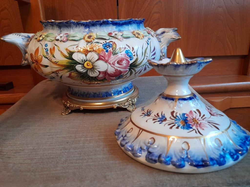 Vintage Carpie porseleinen terrine met deksel, Antiek en Kunst, Antiek | Porselein, Ophalen of Verzenden