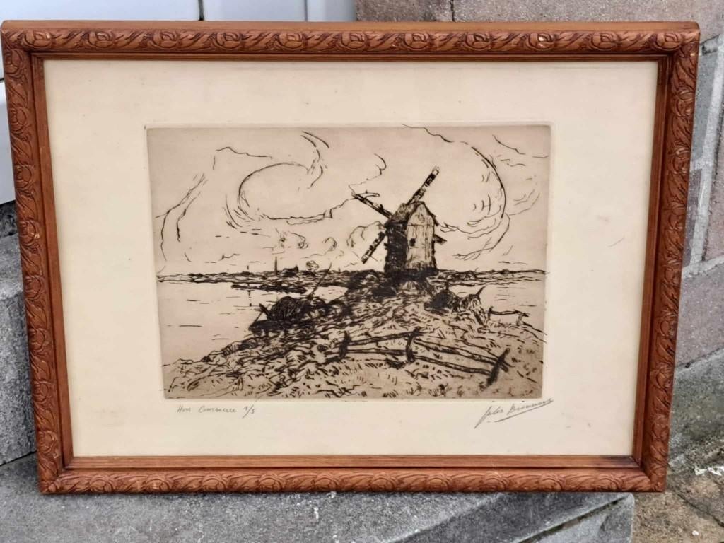 eau forte hors commerce signe jules brouwers, Antiek en Kunst, Kunst | Etsen en Gravures, Ophalen of Verzenden