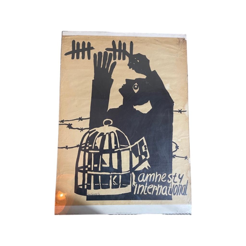 Amnesty International-poster van Joop Lieverst - 1969, Verzamelen, Posters, Gebruikt, Overige onderwerpen, Rechthoekig Staand