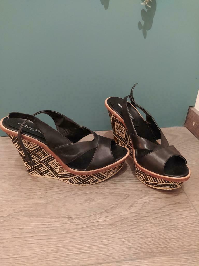 Stephane Kelian sandalen met sleehak, Zwart, Zo goed als nieuw, Schoenen met hoge hakken, Stephane Kelian