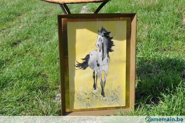 gouache avec encadrement bois
