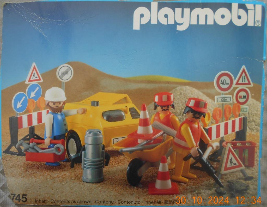 Playmobil wegenwerken, Heftruck en mortelmolen ,8 mannetjes, Ophalen of Verzenden, Zo goed als nieuw, Complete set