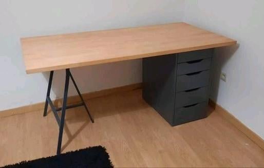Bureau ikea avec bloc tiroirs et pied, Maison & Meubles, Enlèvement, Comme neuf