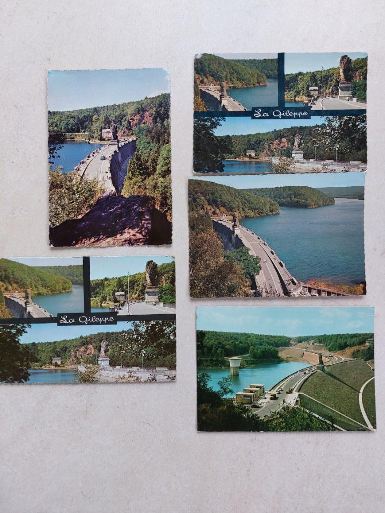 lot van 5 postkaarten van La Gileppe, Envoi